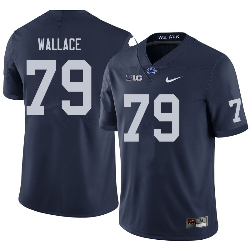 Men #79 Caedan Wallace Penn State Nittany Lions College Football Jerseys Sale-Navy